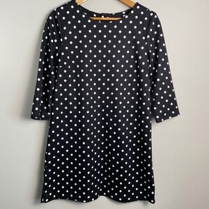 H&M Women's Black and White Polka Dot 3/4 Sleeve Popover Mini‎ Dress Size Medium